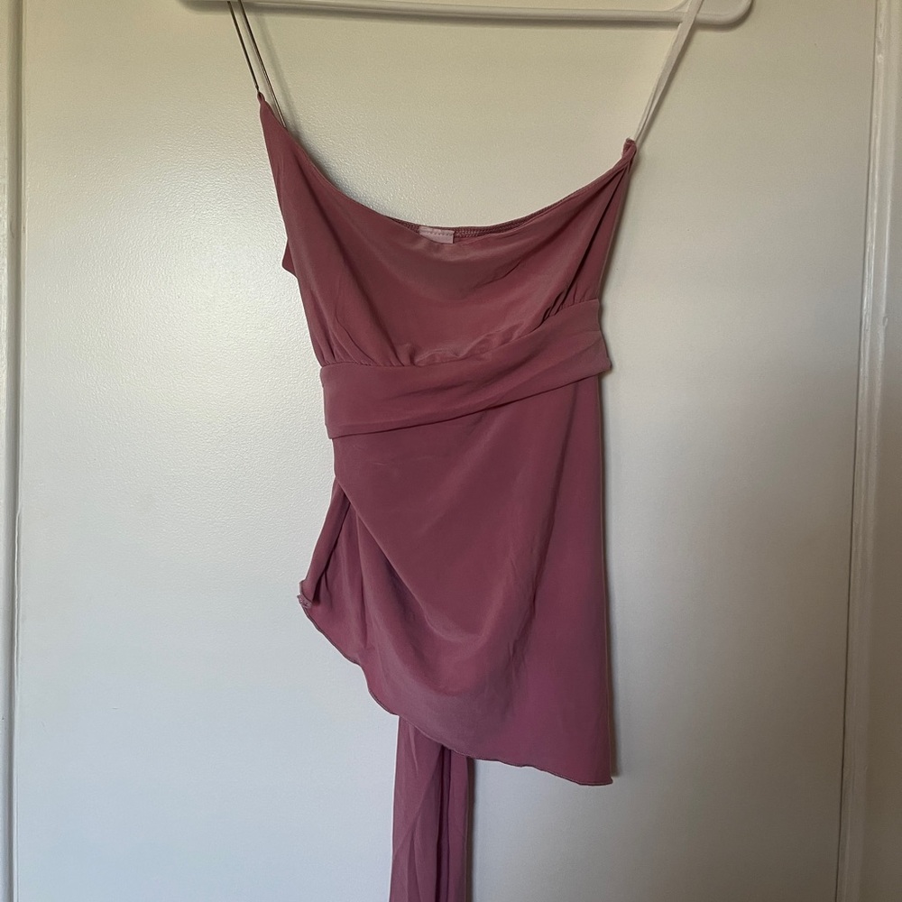 One-shoulder Pink Top